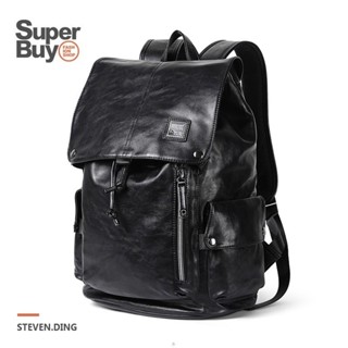 <Superbuy>大容量後背包/皮革雙肩包 14/15.6吋筆記本電腦包/筆電包 通勤包/防盜防潑水戶外旅行包/書包