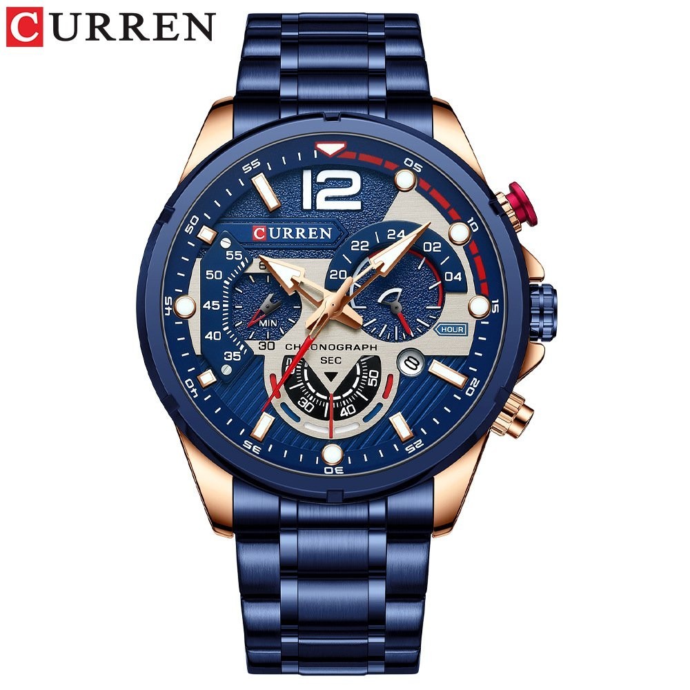 Curren/卡瑞恩8395手錶 日厤男錶 六針鋼帶錶石英錶 運動男錶 時尚男錶 手錶 商務休閒手錶 男士手錶 運動手錶
