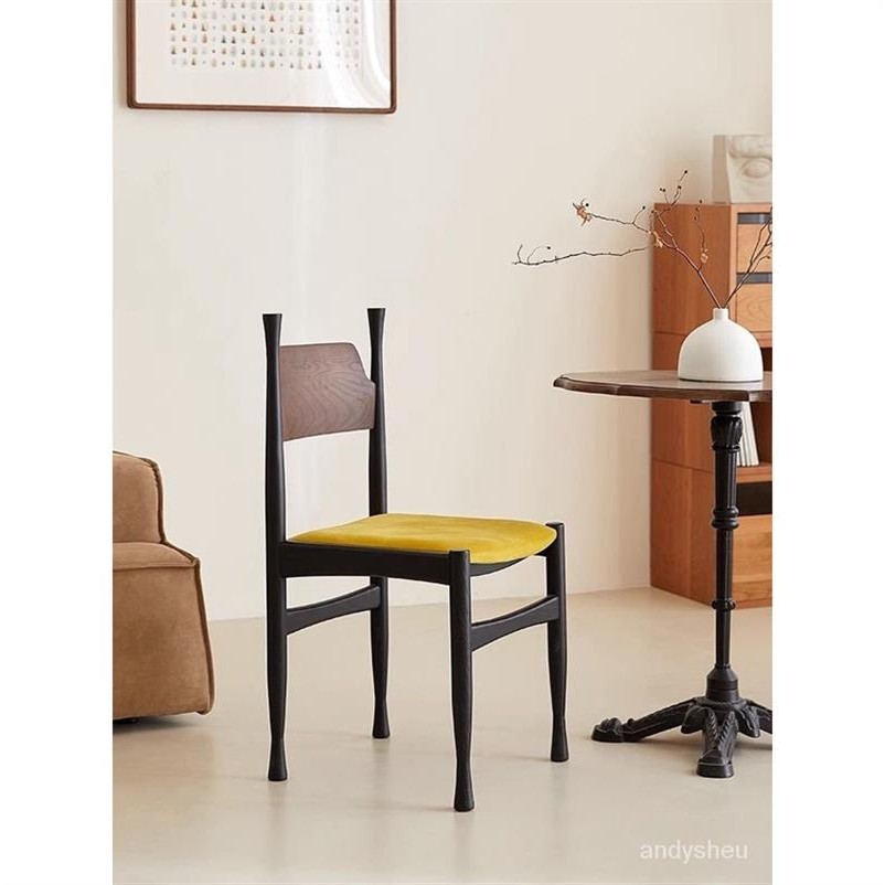 🌟艾尼斯精選🌟免運北歐中古實木椅子法式輕奢複古餐椅設計師款客廳傢用靠背餐桌椅子