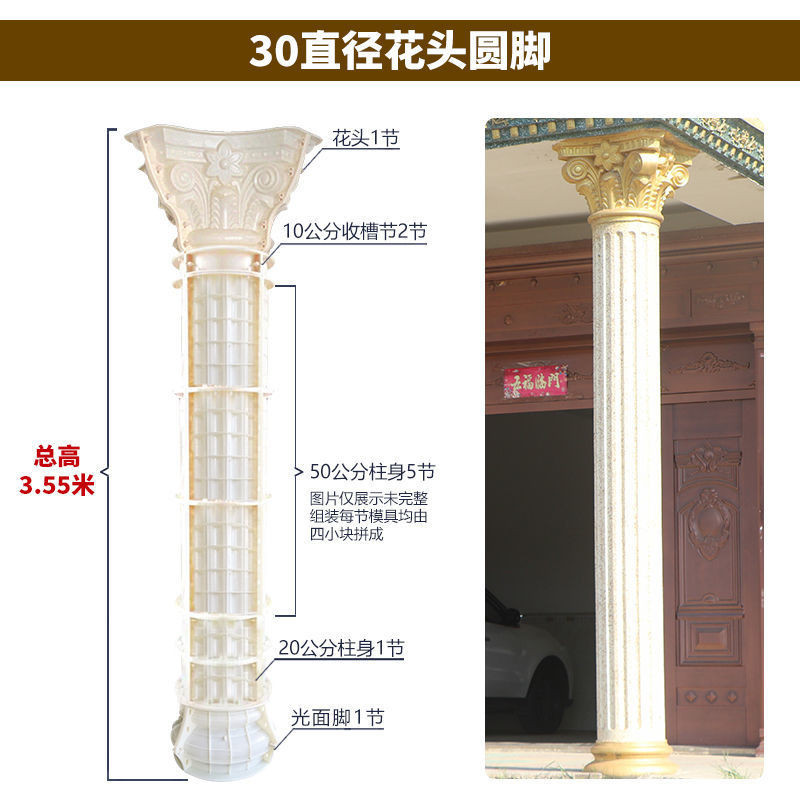 羅馬柱子模具歐式別墅大門圓形水泥柱子塑膠建筑模板條紋柱子模型美少女戰士精品店