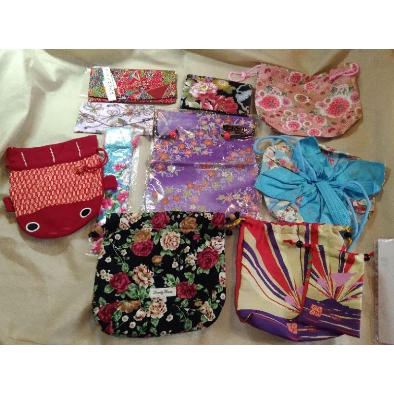 日本風/花朵 /和風/櫻花/手提束口布面小包/束口袋/收納包