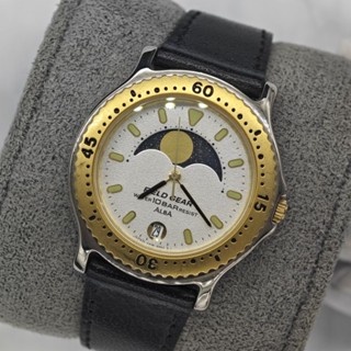 Seiko ALBA 鉑金沙紋月相小圓錶