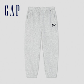 Gap 男童裝 Logo束口鬆緊棉褲 碳素軟磨法式圈織系列-灰色(429343)