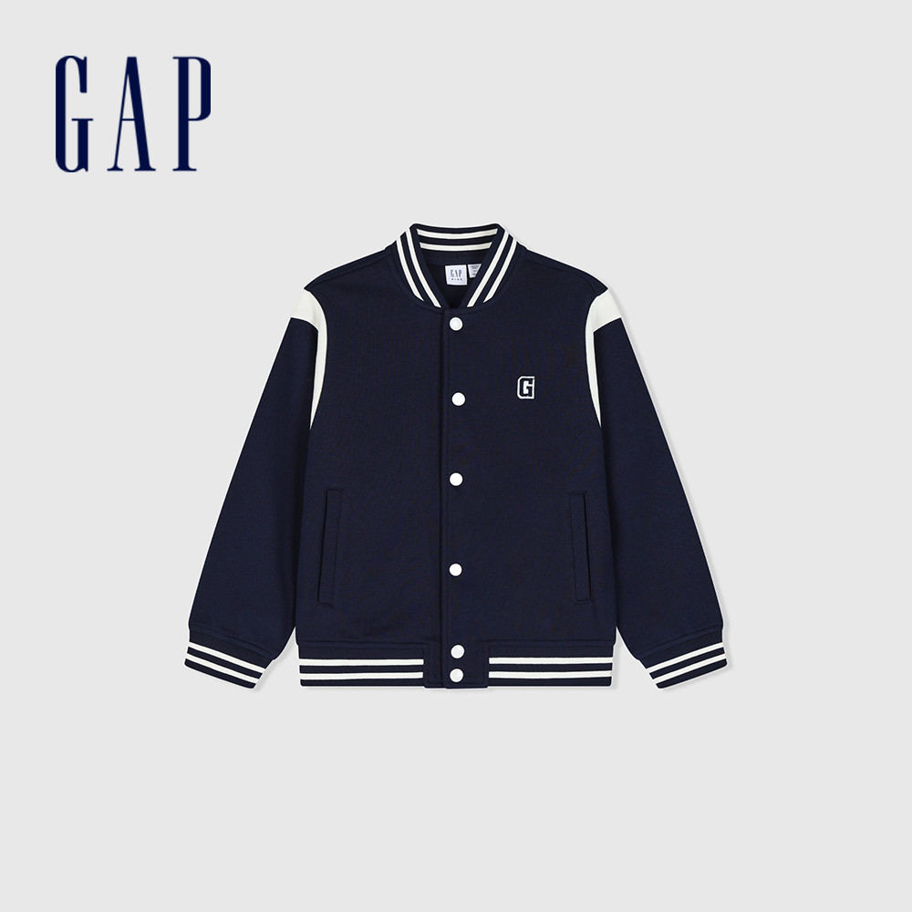 Gap 男童裝 Logo小熊印花立領棒球外套-海軍藍(890309)