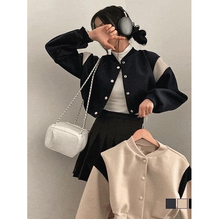 【Codibook】韓國 gifteabox 配色短版飛行夾克外套［預購］夾克 女裝