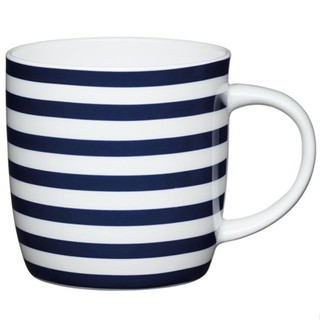 台灣現貨 英國《KitchenCraft》骨瓷馬克杯(藍橫紋400ml) | 水杯 茶杯 咖啡杯