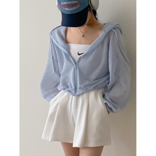 【Codibook】韓國 BEIDELLI 夏季薄款微透短版連帽拉鏈外套［預購］拉鍊外套 連帽上衣 女裝