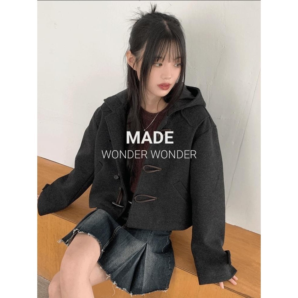 Codibook｜韓國 wonderwonder 經典牛角釦短大衣［預購］大衣 牛角釦大衣 女裝