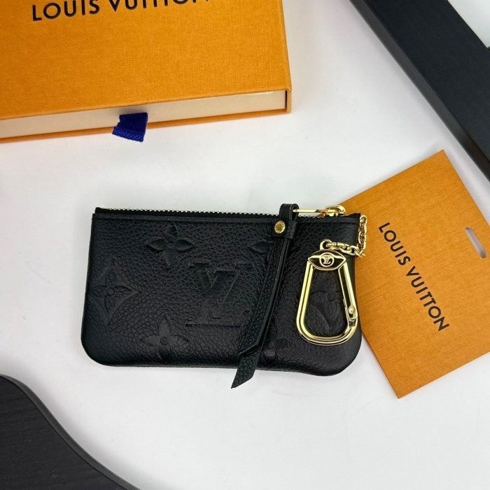 【二手】LV 黑色 牛皮 壓紋 拉鍊 零錢 卡片 汽車 鑰匙包 M80879 鑰匙零錢包