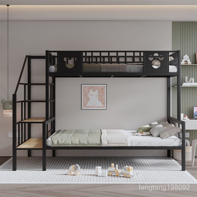 簡約現代鐵藝上下床雙層子母床兒童高低床小戶型省空間鐵架床定製 高低床 子母床 高架床 上下舖 雙人床架 雙層床 雙人床