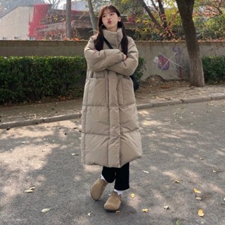 【念安服裝】長版羽絨外套 棉服女 冬季 棉衣 中長款 過膝 韓版 寬鬆 加厚 保暖棉襖外套 保暖外套 防風外套 冬天外套
