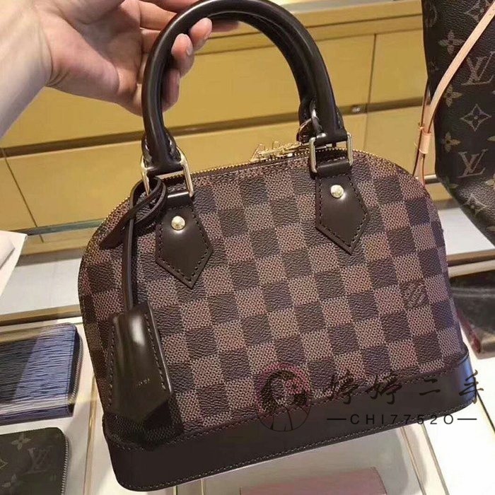 【二手】LV 棕色棋盤格 貝殼包 Alma BB 包 手提包 肩背包 斜跨包 N41221 女包