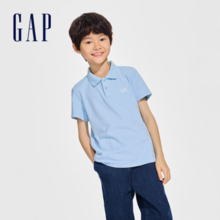 Gap 男童裝 Logo短袖POLO衫-藍色(890536)