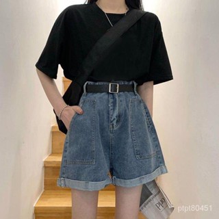 【胖丫女裝】大尺碼女裝 牛仔褲 褲子 短褲 牛仔短褲女新款夏季寬鬆薄款高腰顯瘦a字捲邊闊腿熱褲子潮ins