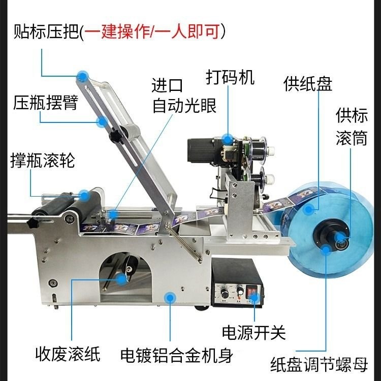 【火爆機器限時搶】貼標機 平麵貼標機 自動貼標機 圓瓶全自動平麵貼標機 瀚博小型自動貼標機 全自動打碼貼礦泉瓶