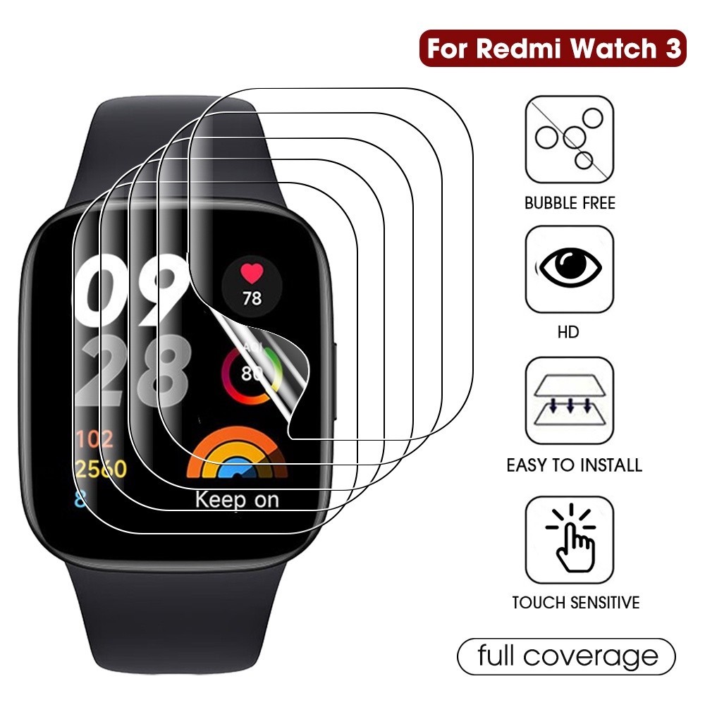 智能手環高清屏幕保護膜曲面保護水凝膠膜全覆蓋 3D 手錶膜防刮智能手錶保護膜適用於小米紅米手錶 3