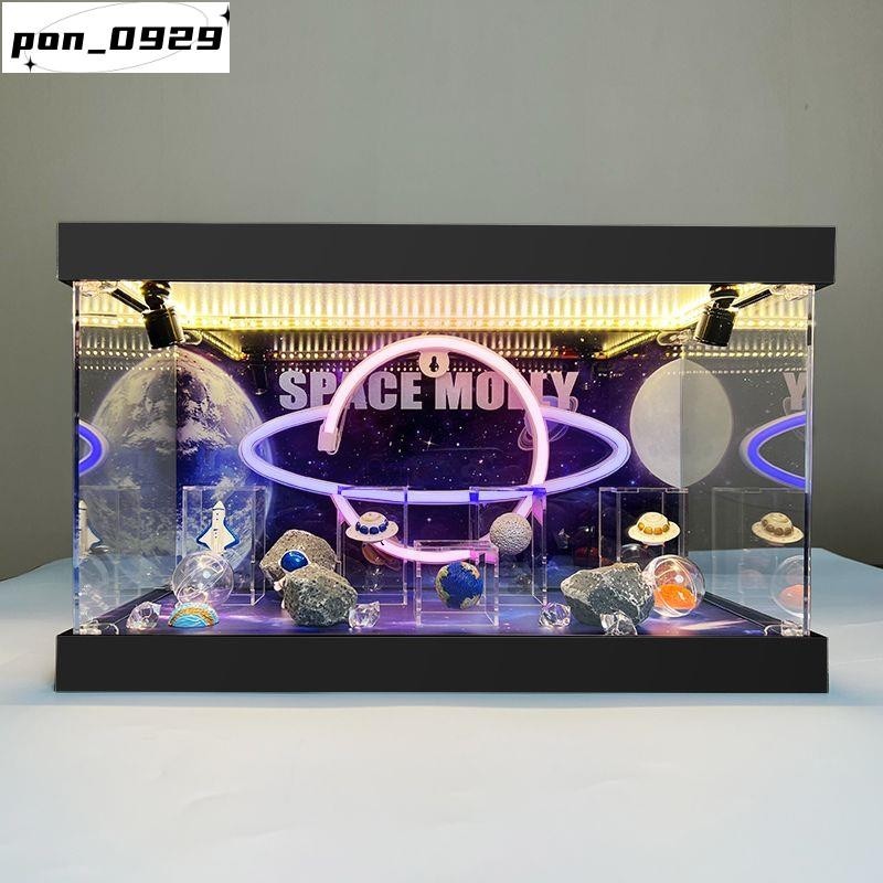 熱銷#場景燈光展示盒泡泡瑪特MEGA珍藏系列100%SPACE MOLLY周年2代盲盒