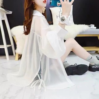 TK推薦✈襯衫女夏季新款韓版寬松薄款襯衣女顯瘦百搭時尚外套女長袖襯衫 長袖上衣 寬鬆上衣 顯瘦上衣 長袖t恤