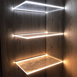 LED玻璃層板燈6-8MM定制玻璃酒柜隔板燈帶衣柜書柜展示柜感應燈光