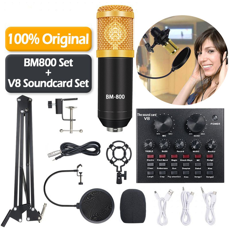 V8 Sound Card With BM800 Professional Condenser Microphone R