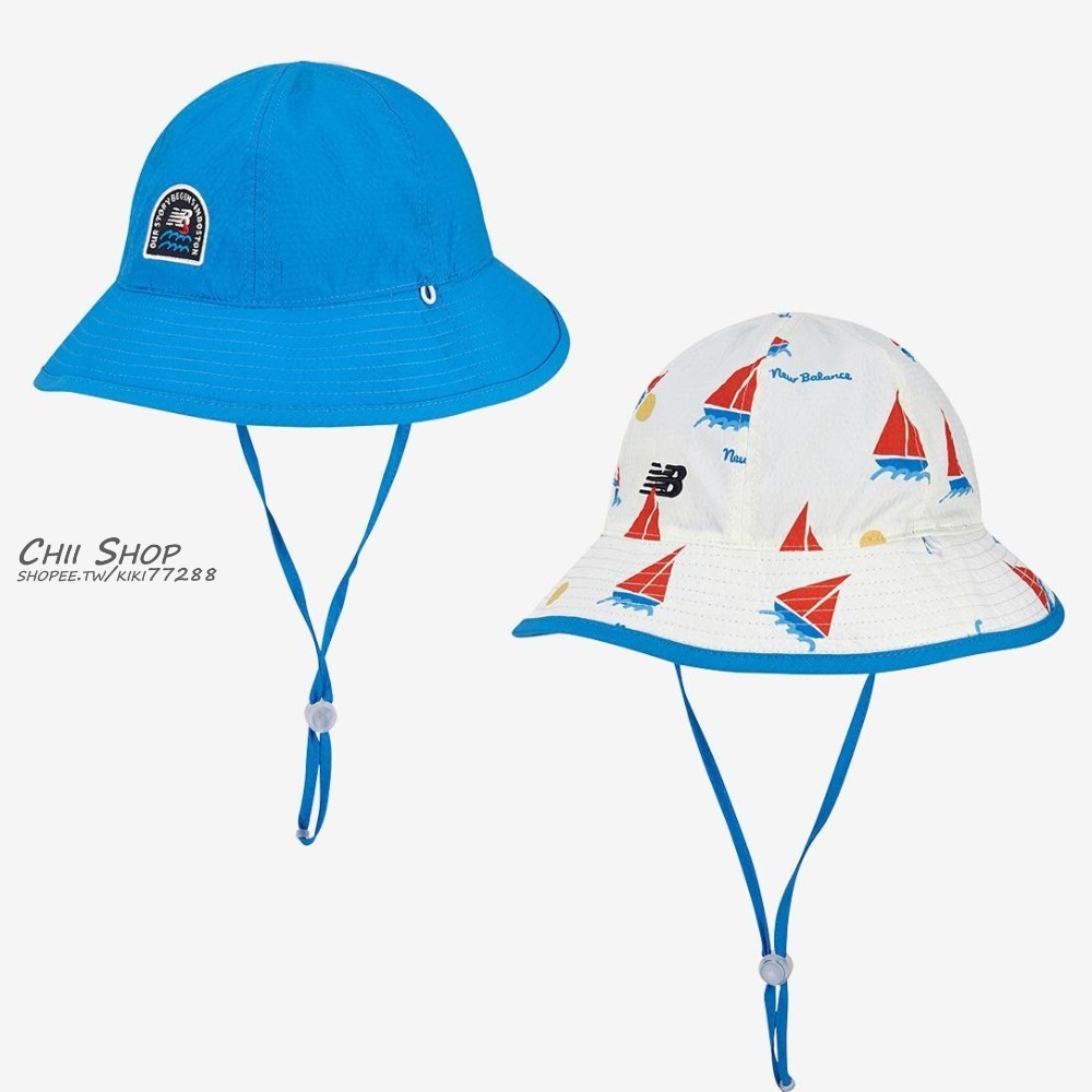 【CHII】韓國 New Balance 童帽 大童 小童 兩面漁夫帽 兒童帽 藍色