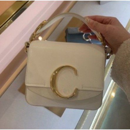 二手精品 CHLOE 蔻依 Mini C bag 小款C字包 皮革 肩背包 小方包 手提包