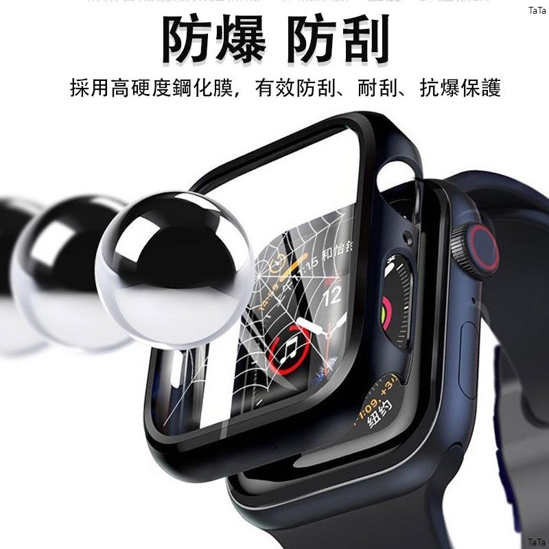 Fer💕Apple Watch 保護殼 適用 SE 3 4 5 6 7 蘋果手錶PC硬殼+滿版保護貼 41/45mm
