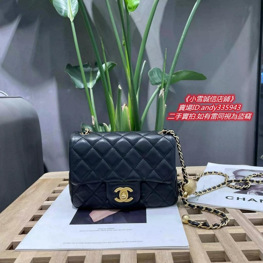 現貨免運 CHANEL 香奈兒 經典 小羊皮 黑色 迷你 金球方胖子 鏈條包 單肩包 斜挎包 AS1786