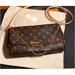 法國二手 LV LOUIS VUITTON FAVORITE中型 老花 金屬鏈帶 斜背 兩用 WOC包 M40718