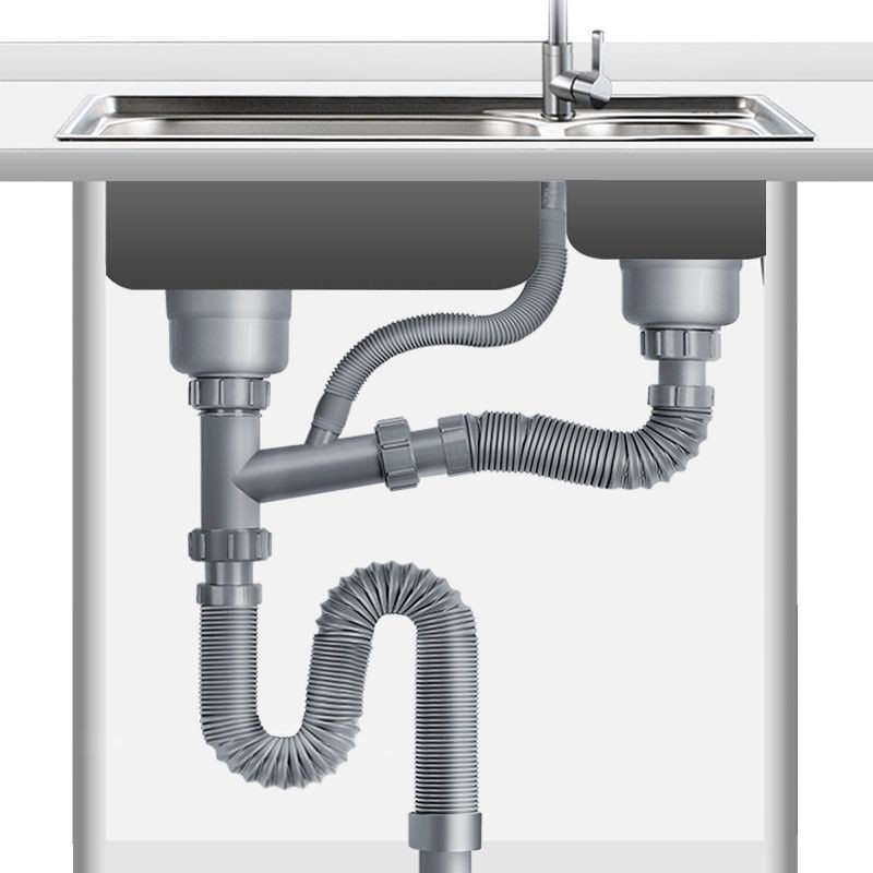 廚房下水管 下水管道水槽下水器廚房洗菜盆雙槽洗碗池水池排水管套裝漏塞配件