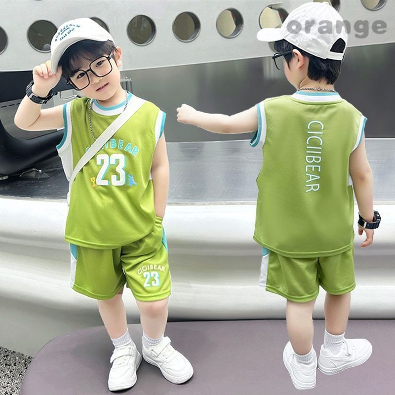 運動球衣 兒童籃球服 兒童NBA籃球衣 球衣背心兒童 兒童籃球服 夏季2024新款3到6嵗薄款無袖寶寶球衣兩件套運動男童