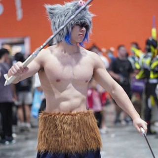 【倉家直銷】嘴平伊之助cos服萬聖節服裝男士演出動漫cosplay豬頭頭套 cosplay 動漫 男女