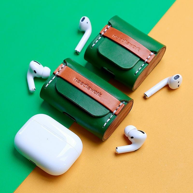 airpodspro/2代/1代保護套真皮蘋果無線藍牙耳機收納理線兩針一線