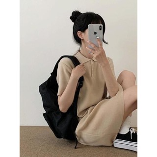 【Codibook】韓國 moodloveroom 翻領短袖針織洋裝［預購］及膝洋裝 女裝