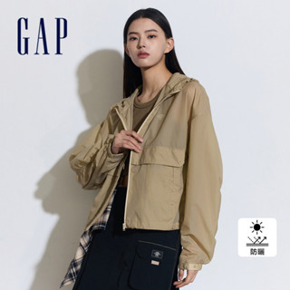 Gap 女裝 Logo防曬印花連帽外套-卡其色(874513)