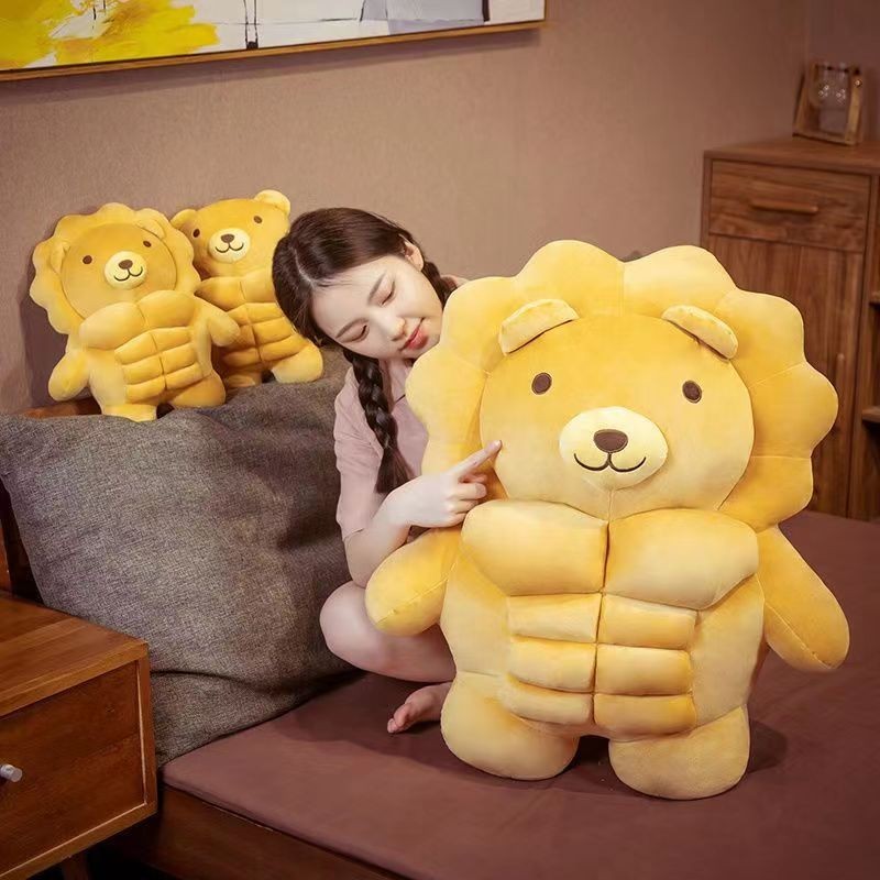 男友力可愛肌肉熊餅干抱枕腹肌毛絨玩具靠枕側睡枕送女孩畢業禮物