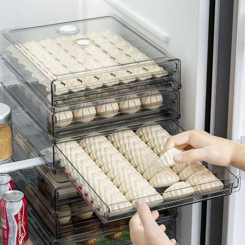 裝凍餃子盒水餃冰箱收納盒子冷凍盒子餛飩透明保鮮盒冰箱專用托盤
