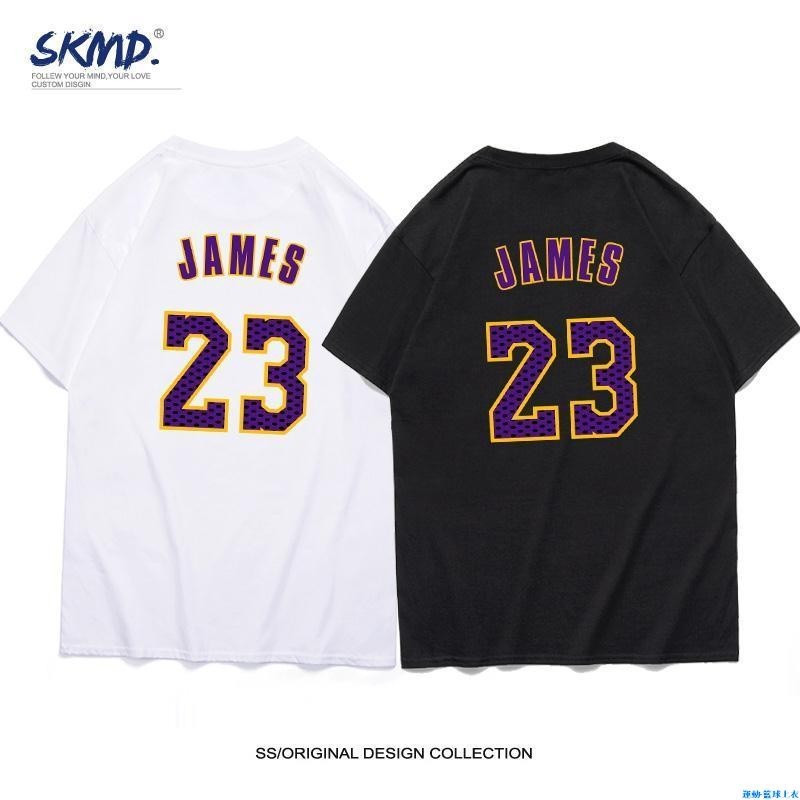 NBA勒布朗詹姆斯23號 短袖t恤 科比湖人隊 紫色球衣 t恤男 oversize 運動上衣 籃球衣 短袖上衣 半袖