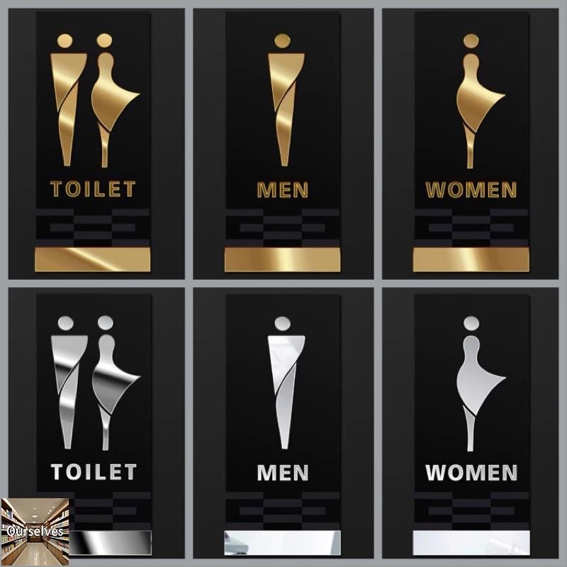 可客製 鏡面時尚款男女廁所洗手間標示牌 指示牌 歡迎牌 辦公室