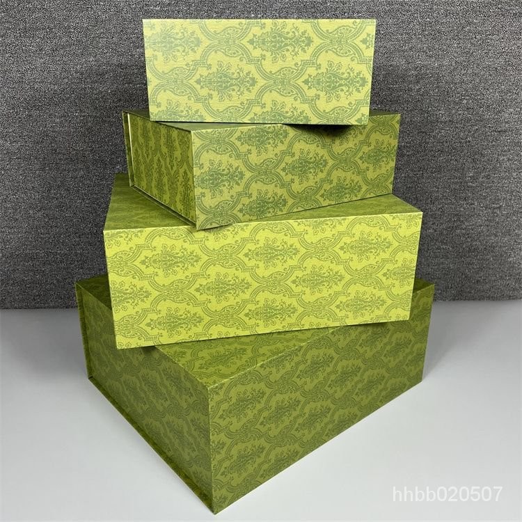 古綠大牌高檔禮品包裝盒帽子包包折疊書型盒雙G傢服裝折疊磁吸盒