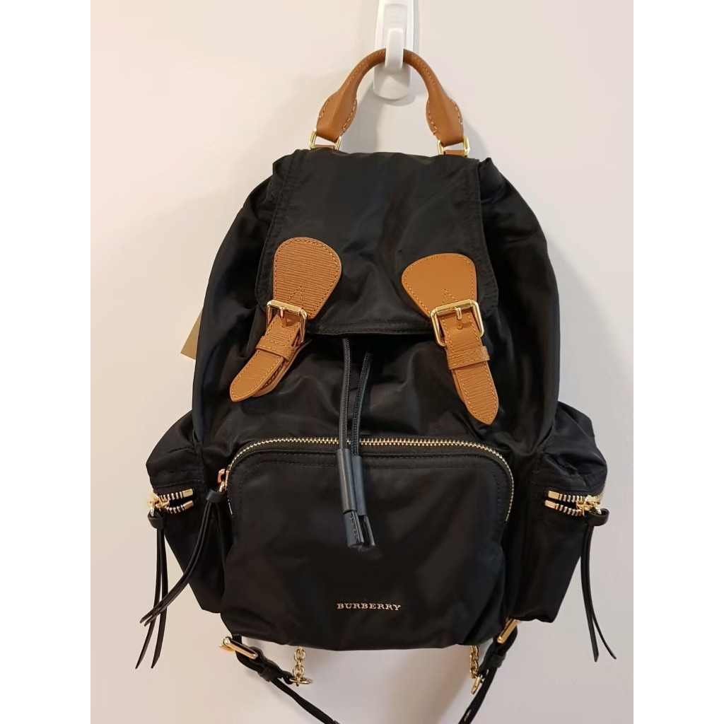 『二手精品』 Burberry 博柏利 Rucksack 黑色尼龍 中號 後背包 雙肩背包 軍旅防水後背包