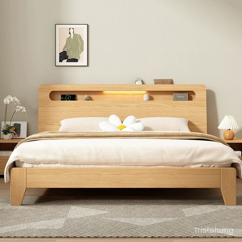 【現貨 免運】實木床1.5米雙人床傢用1.8米現代簡約出租房經濟型1.2m單人床架