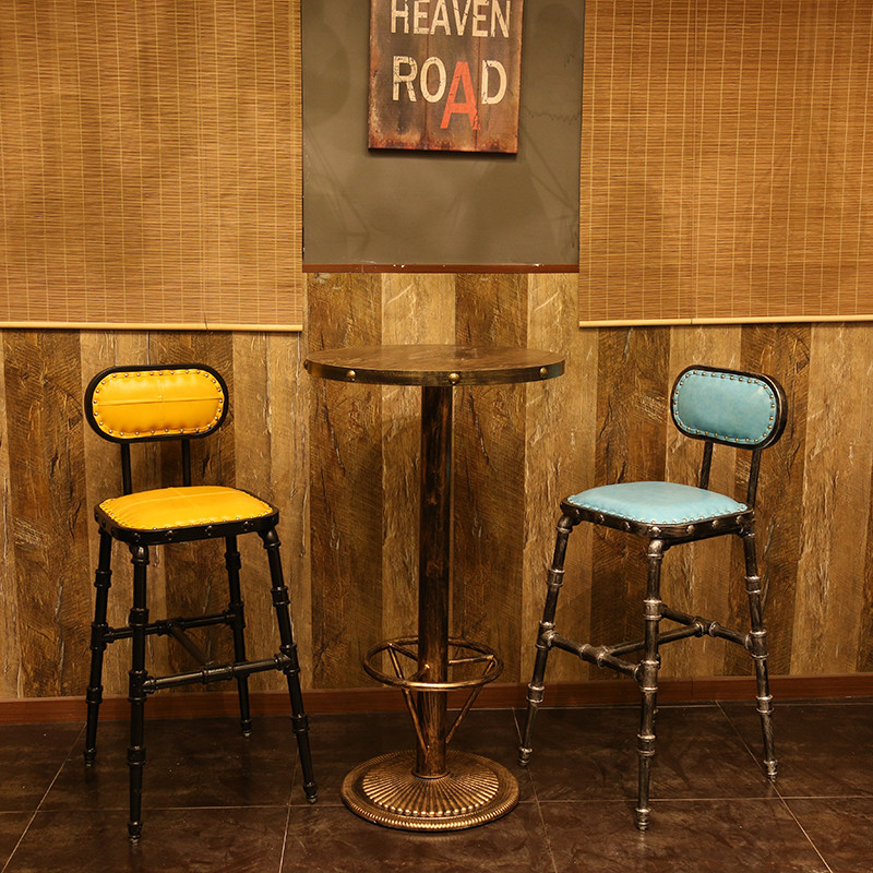 工業風酒吧桌高吧椅 復古高腳桌高腳椅組合 歐式吧臺椅吧桌高腳凳可開發票