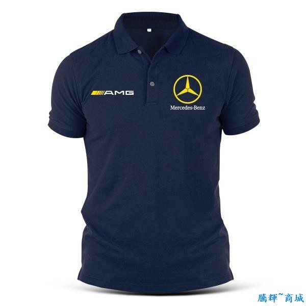 新款💕賓士AMG車隊T恤賽車服機車汽車Polo衫F1工作車迷訂製短袖短袖上衣