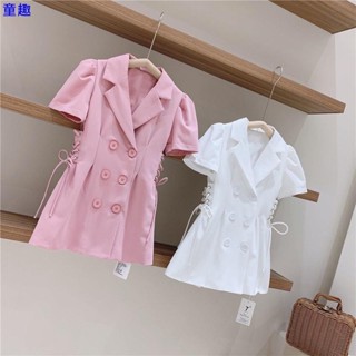 🍓兒童套裝🍓女童童裝 西裝洋裝 夏裝 新款 短袖 公主裙子 洋氣 時尚洋裝 中大童 兒童衣服 夏季 中長裙 爆款熱賣