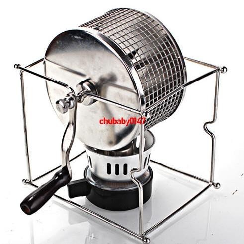 🎀熱銷！新款手動家用手搖烘豆機咖啡生豆烘焙機DIY小型不銹鋼滾輪烘烤機