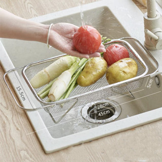 🌸新品優選🌸可伸縮瀝水籃不銹鋼洗菜盆置物架廚房洗碗碟槽瀝水架水槽濾水神器