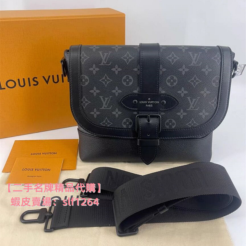 二手包包 LV 路易威登M45911 SAUMUR 黑花 翻蓋 磁扣 信差包 郵差包 男士包包