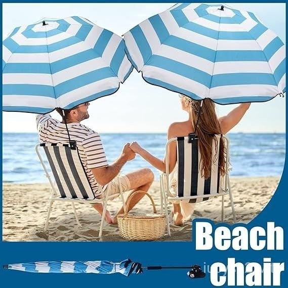 🔥臺灣熱賣🔥露營沙灘椅子傘戶外折疊椅彈簧椅夾具傘室內外靠背釣魚椅子遮陽傘