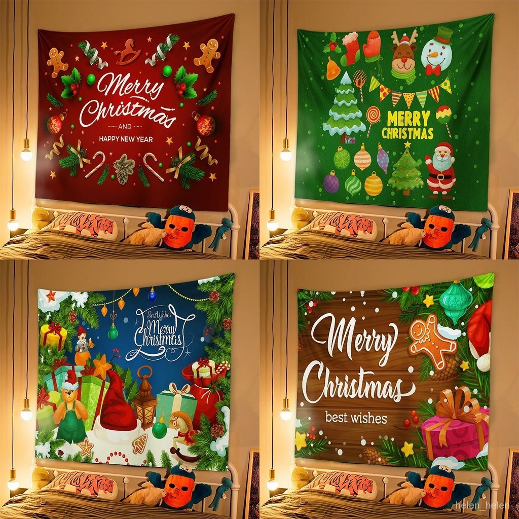 🔥客製/熱賣🔥聖誕節聖誕掛毯背景背景墻裝飾聖誕樹掛佈Christmas佈置 NMCD